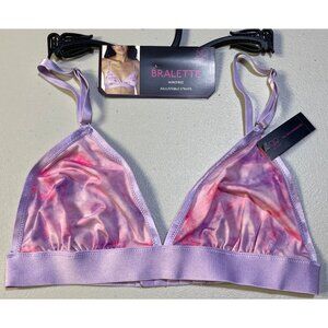 No Boundaries Size M Micro Triangle Bralette Watercolor Day Dream Print Wire-Fre